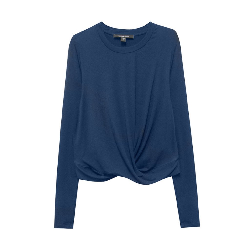 Fifteen Twenty Drape Front Top In Navy
